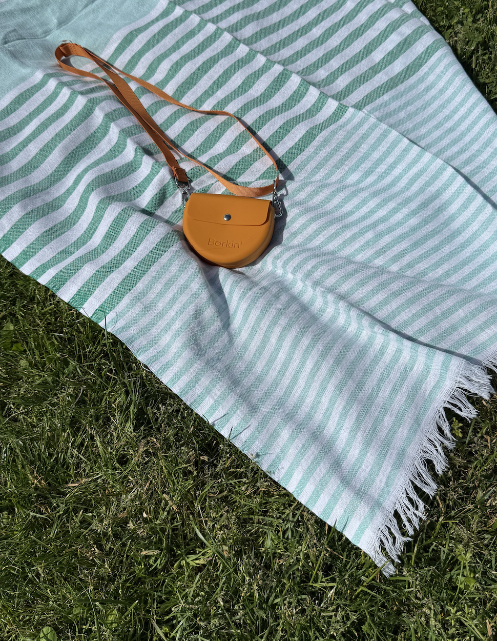 The Barkin' Towel - Green Stripe