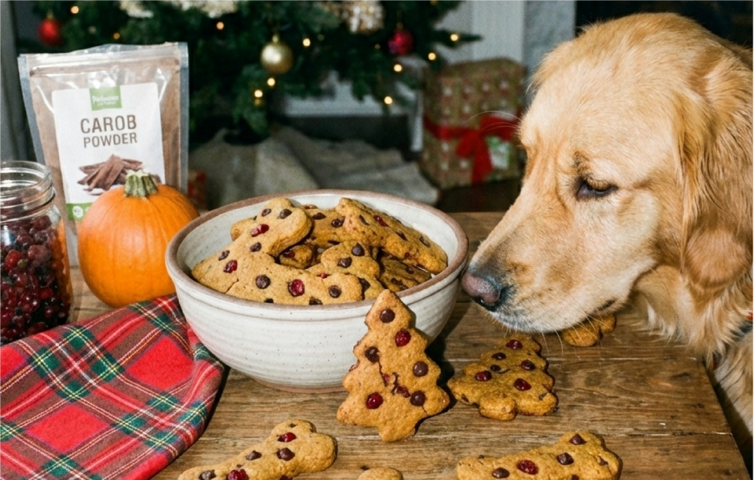 Holiday Carob–Pumpkin Cranberry Cookies for Dogs