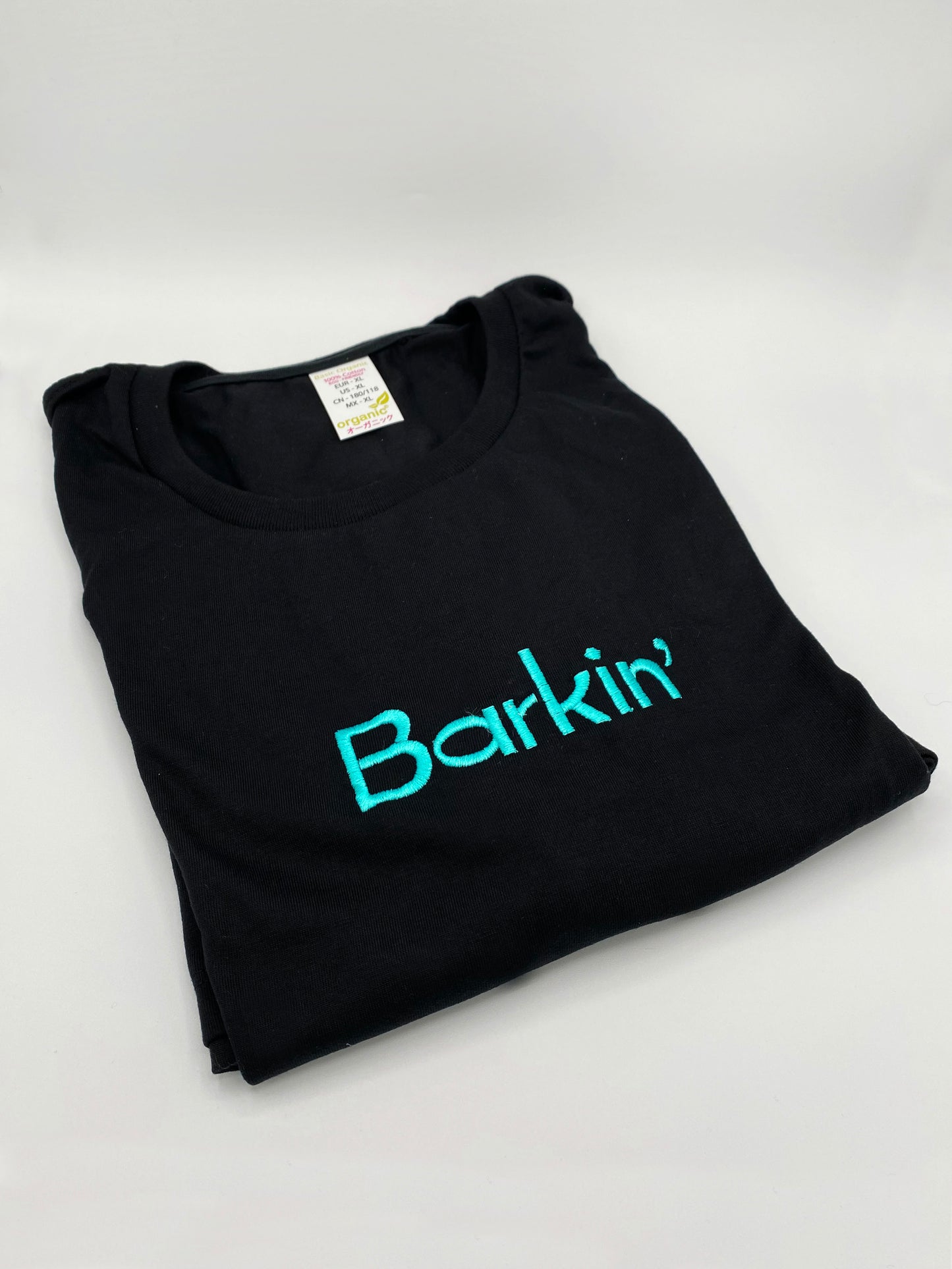 SAMPLE SALE - Barkin’ Embroidered Tee - X-LARGE Black & Blue