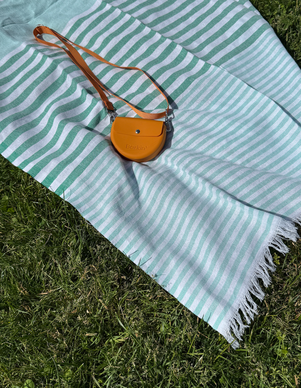 The Barkin' Towel - Green Stripe